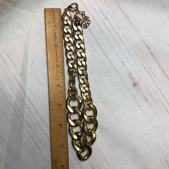 Necklace Chunky Gold Chain Loop Links Adjustable Retro - Picture 5 of 5